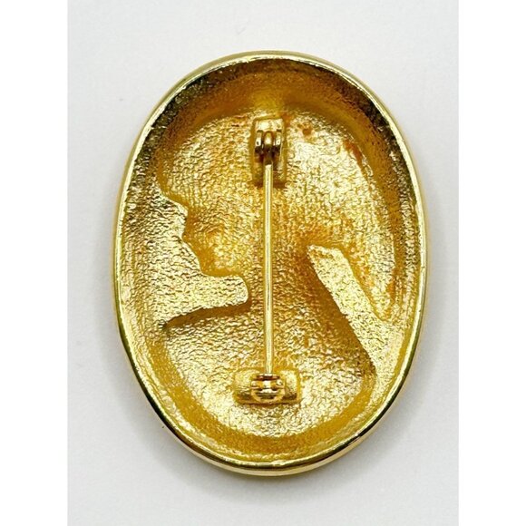 Vintage Gold Tone Metal Cameo Pin Brooch - Picture 2 of 2